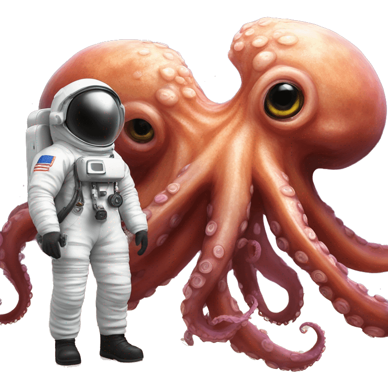 Alien Octopus next to astronaut  emoji