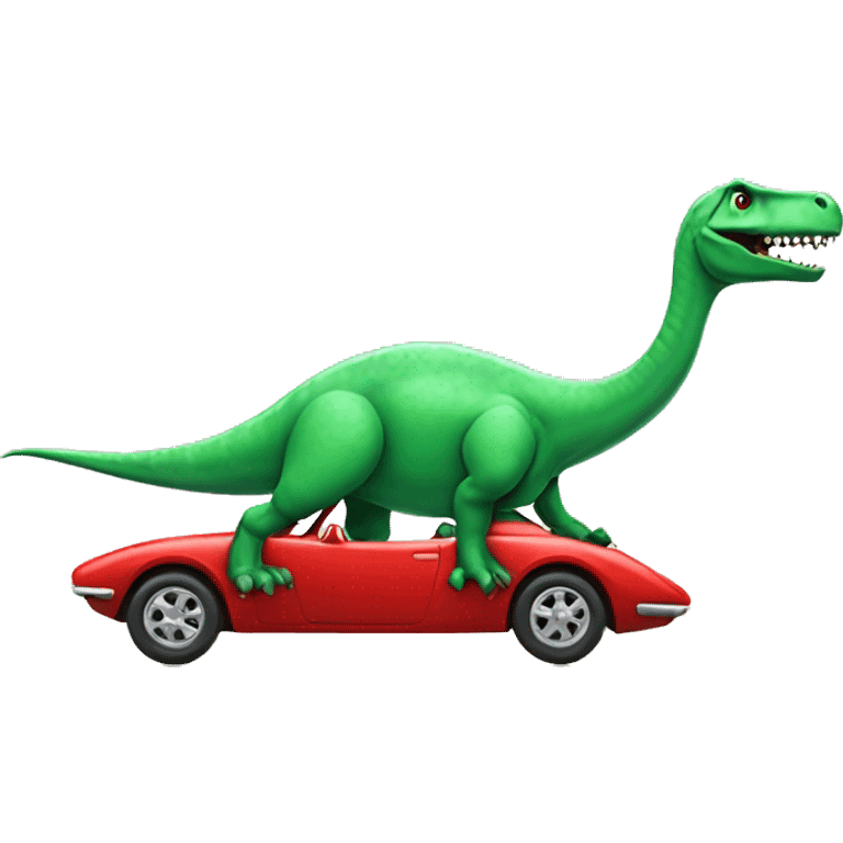 dinosaur with red car emoji