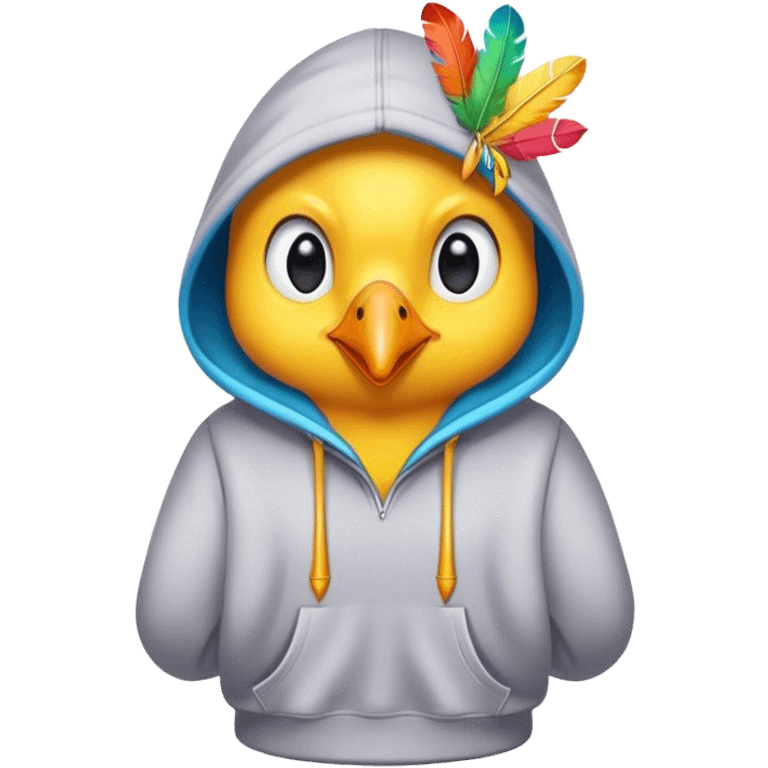 Bird wearing a hoodie emoji