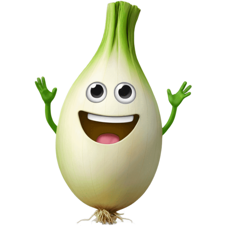 happy onion with hands up emoji