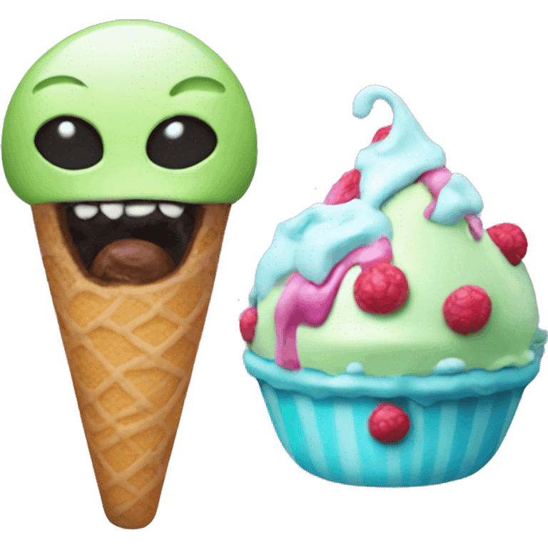 Alien Cake and ice cream emoji