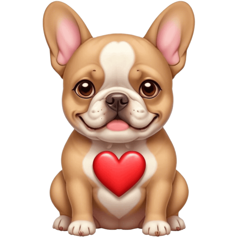 French bulldog with heart ears emoji