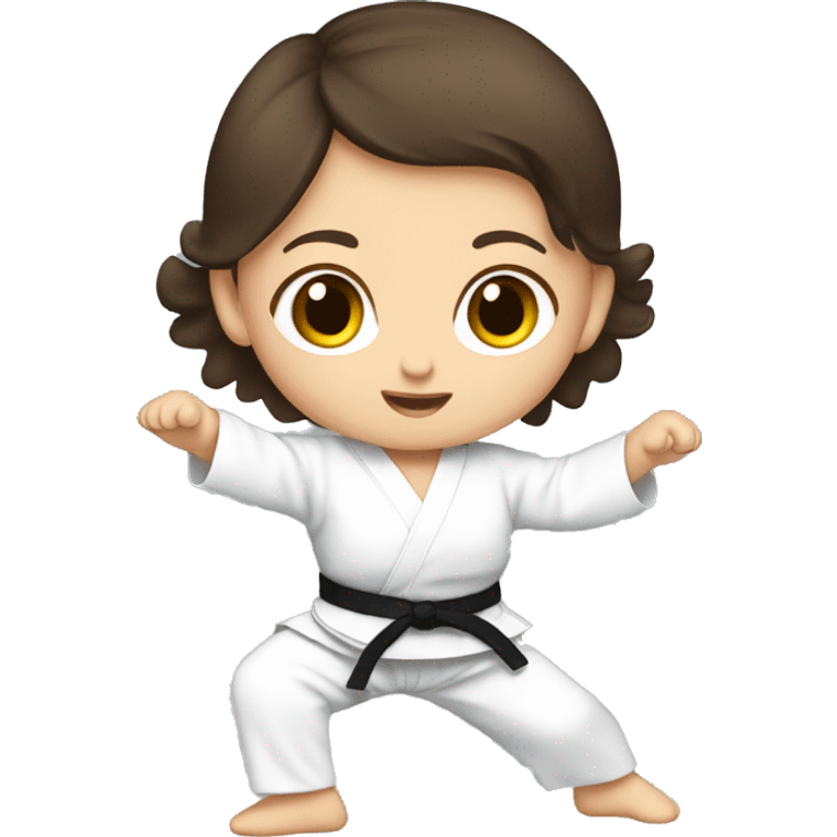 Brunette girl baby doing karate  emoji