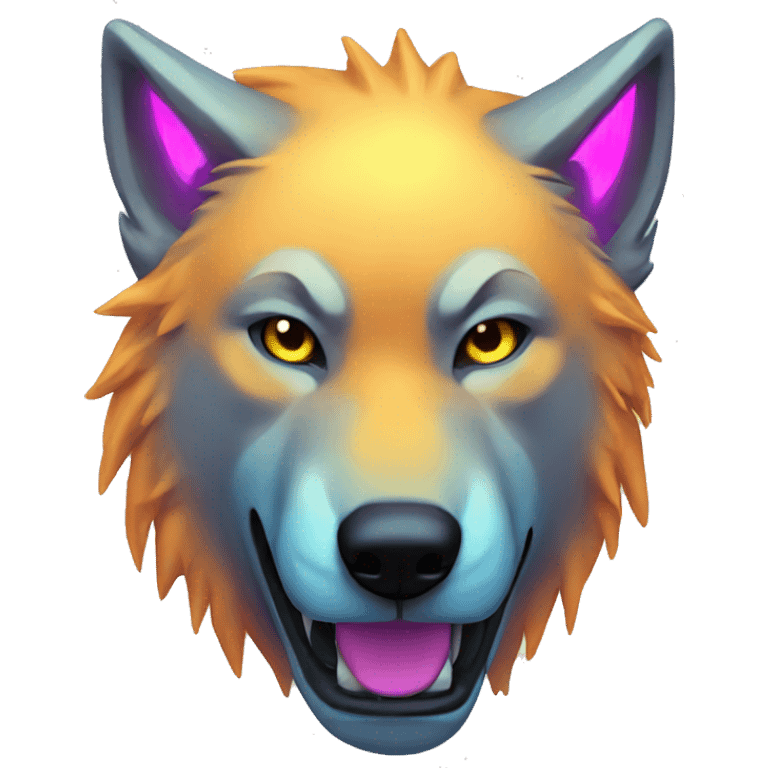 neon cyber wolf emoji