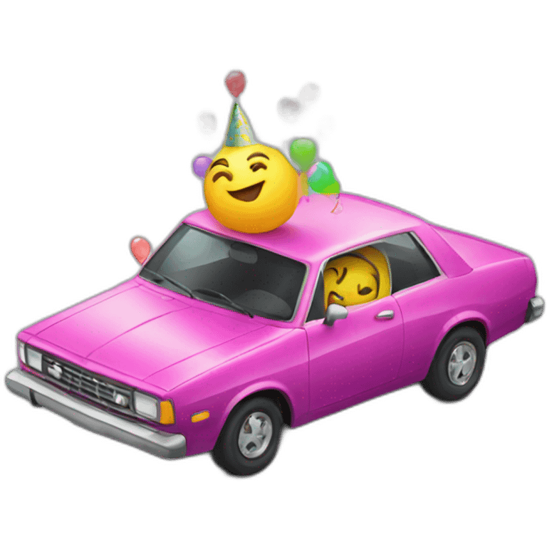 Car doing party emoji