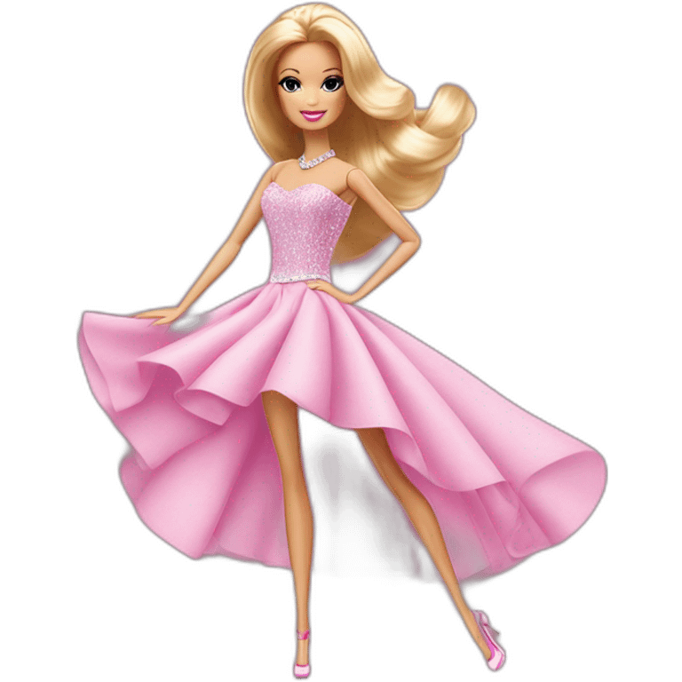 barbie blanca vestida de rosa bailando emoji