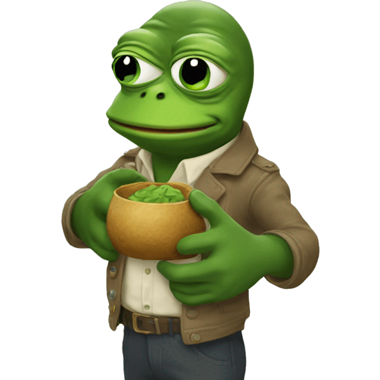 Pepe holding bnb in both hands emoji