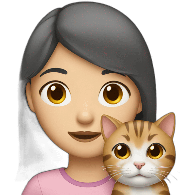 asian girl with tabby cat emoji