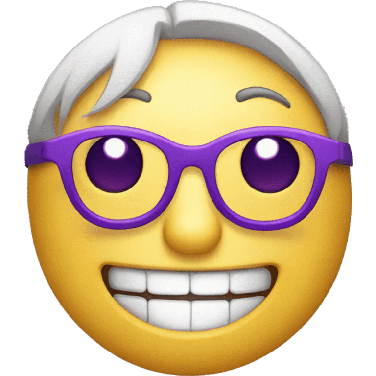 A smiley emoji with purple specs and pink cheeks emoji