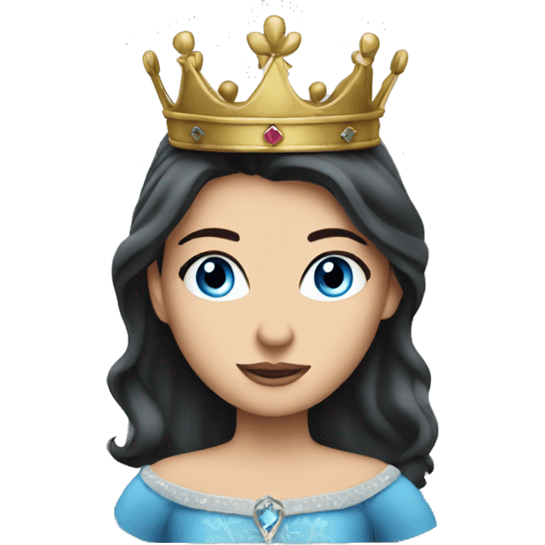 prinses with crown dark hair blue eyes emoji