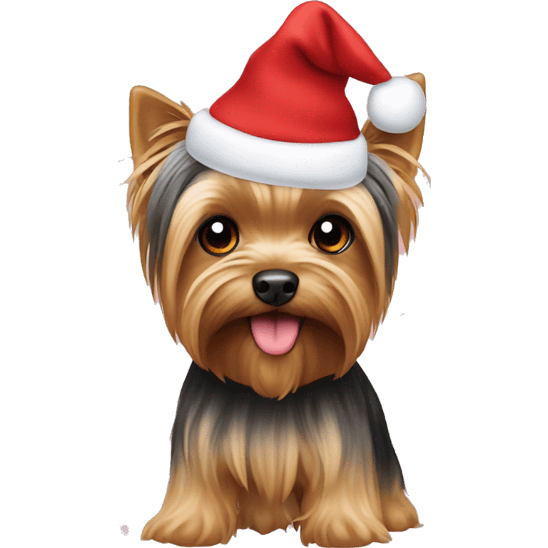 Yorkie in Christmas hat emoji