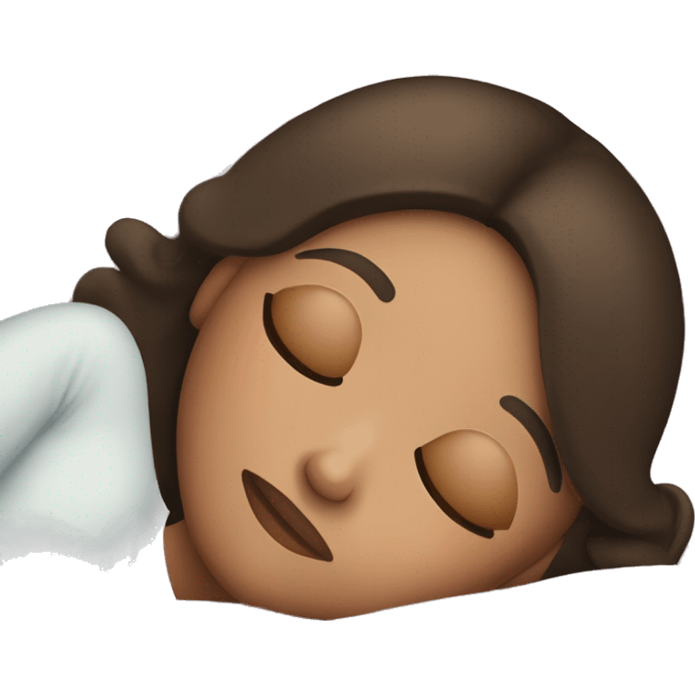 Brunette girl with normal skin laying in Bed sleeping emoji