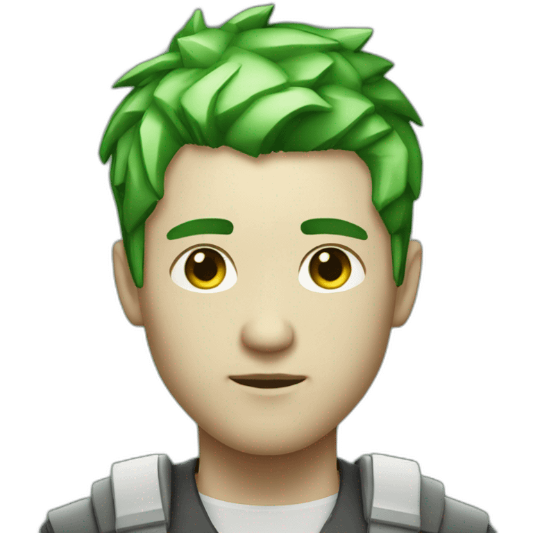 Cyberpunk White men with green gradient and short hair emoji