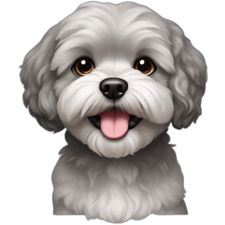 underbite grayish shihpoo dog with blackish ear emoji