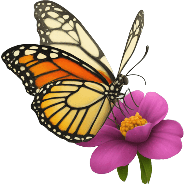 Mariposa posada en una flor emoji