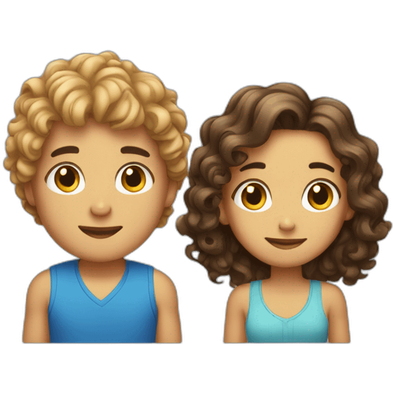 short hair boy with long hair girl with curly dog emoji