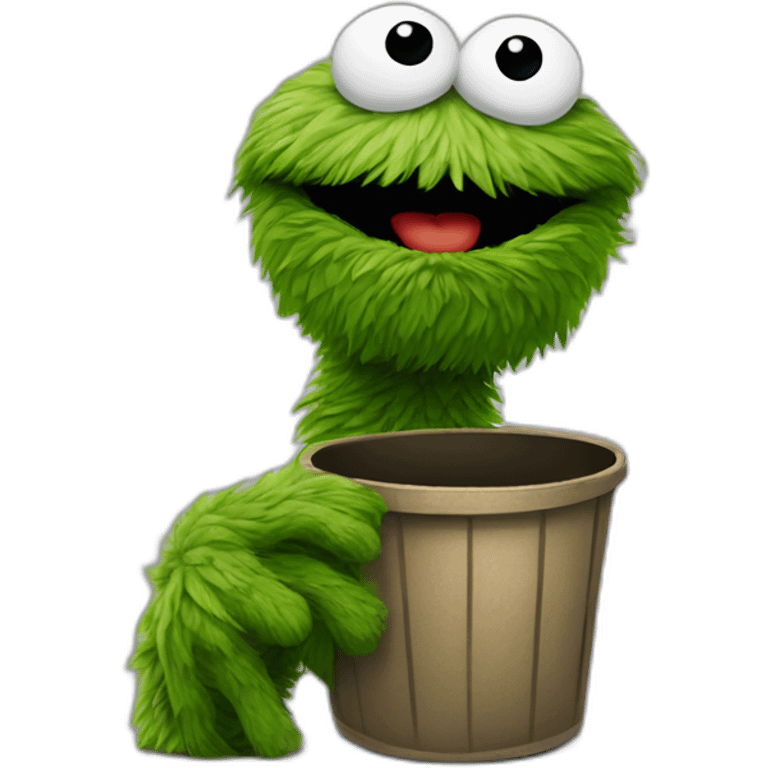 Oscar the grouch with one tall finger on his hand emoji