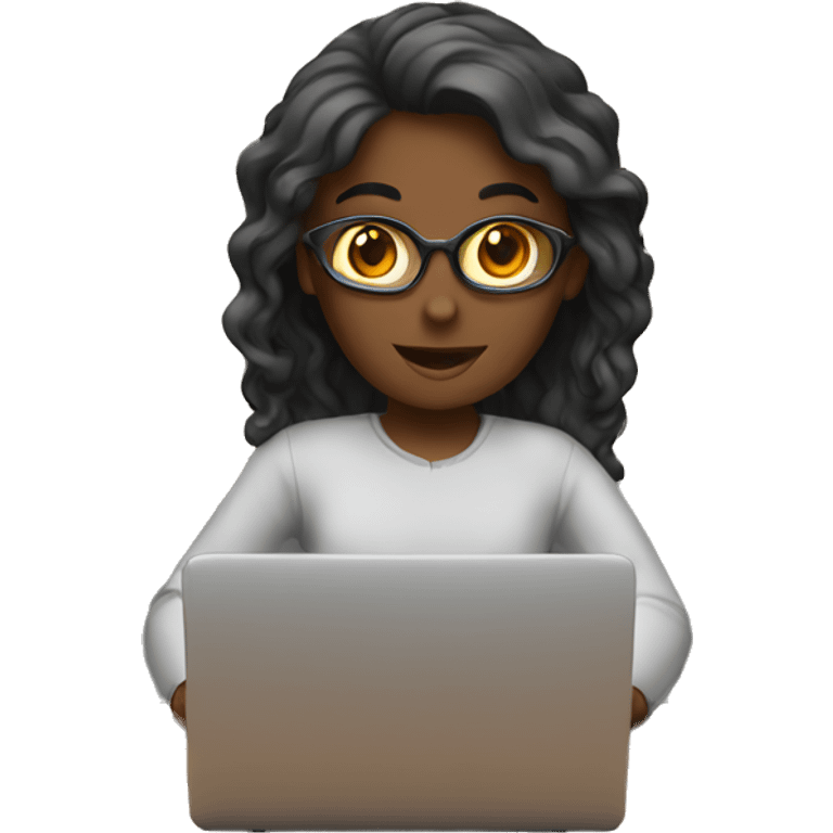 Girl working on red laptop emoji