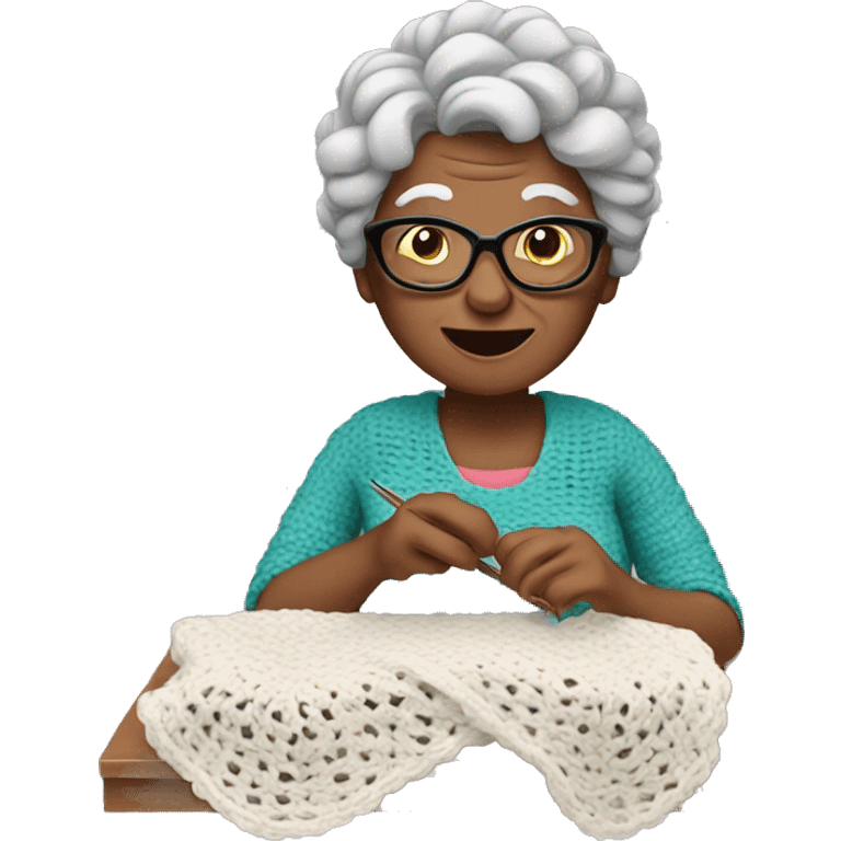 Grandma crocheting  emoji