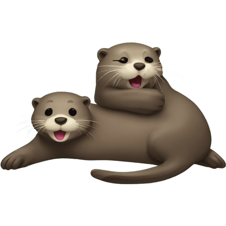 Otter being woken up by an otter emoji