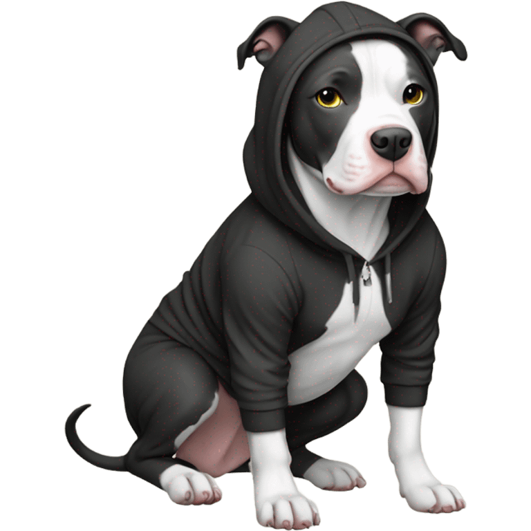 Black and white pitbull with hoodie emoji