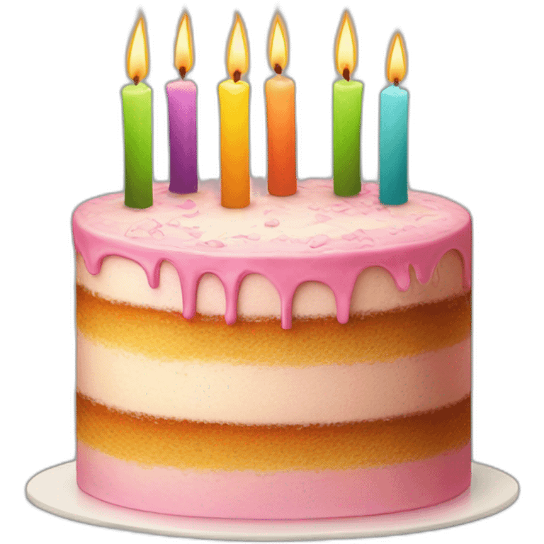 smiling cake colorful candles emoji