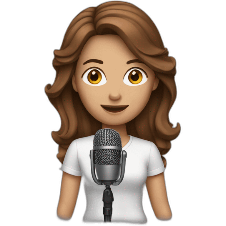 woman with microphone and brown hair emoji