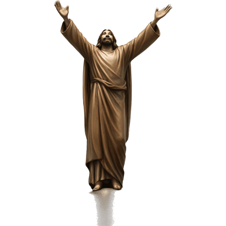 christ reaching up to sky flying bronze emoji