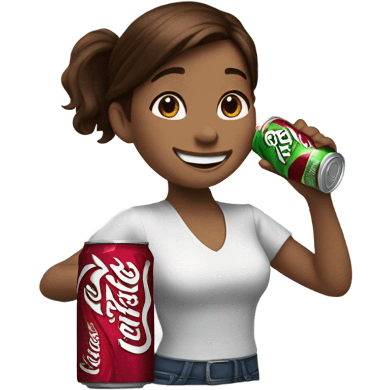 Chugging dr pepper girl white Brown hair  emoji