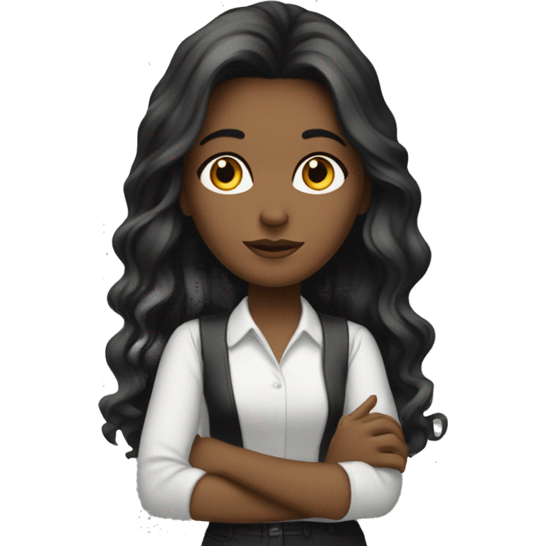 mujer aesthetic estudiando blanca con cabello negro largo liso emoji