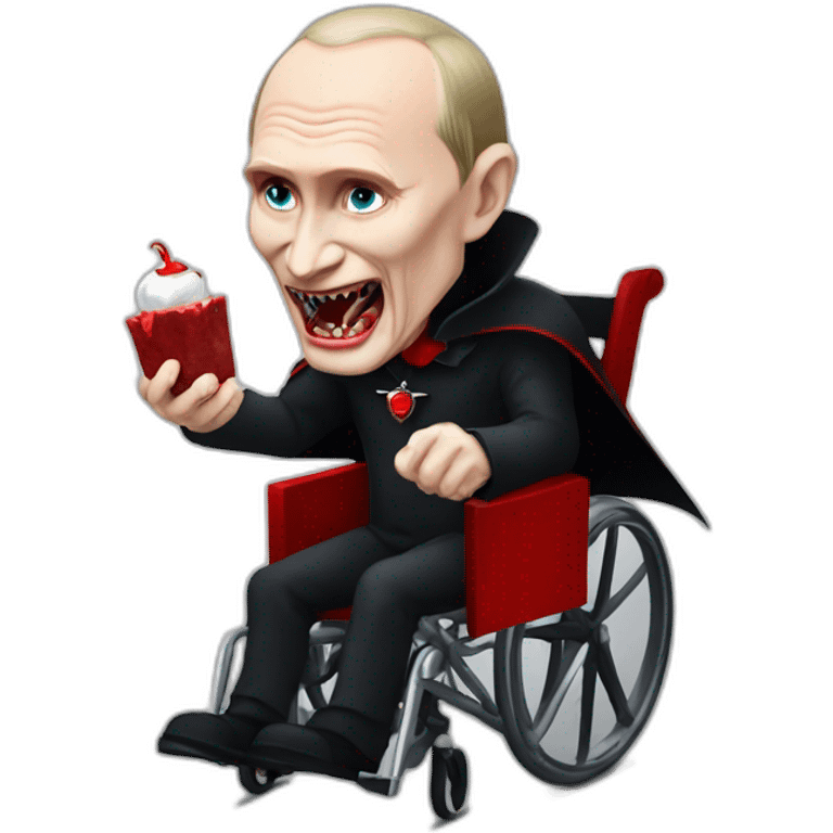 Vampire vladimir putin holding meat cube dressed as dracula wheelchair halloween mood emoji