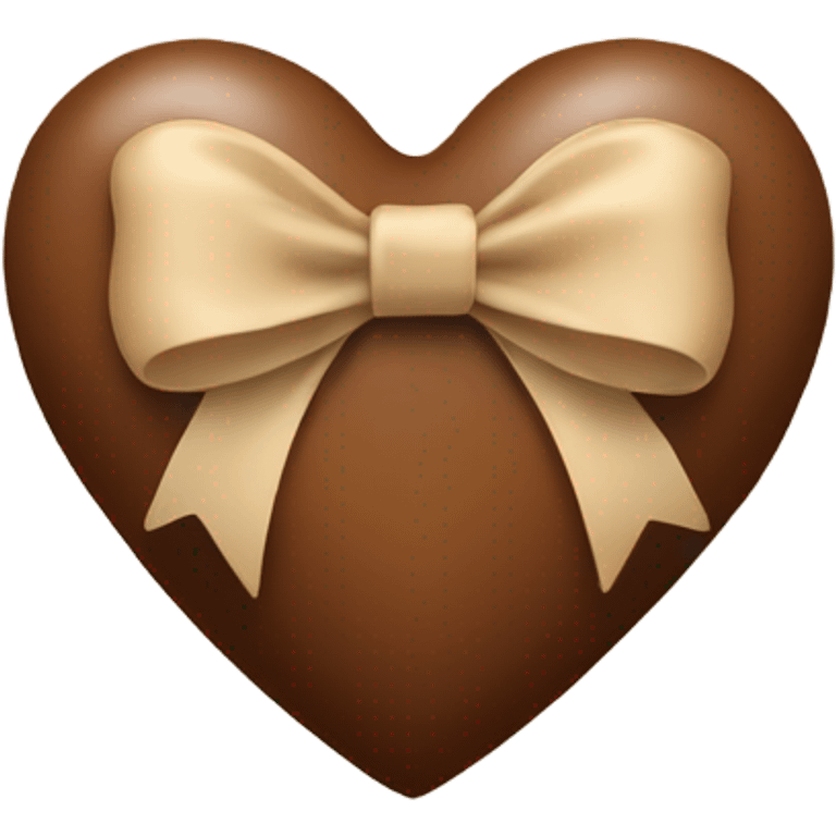 brown heart with beige bow emoji