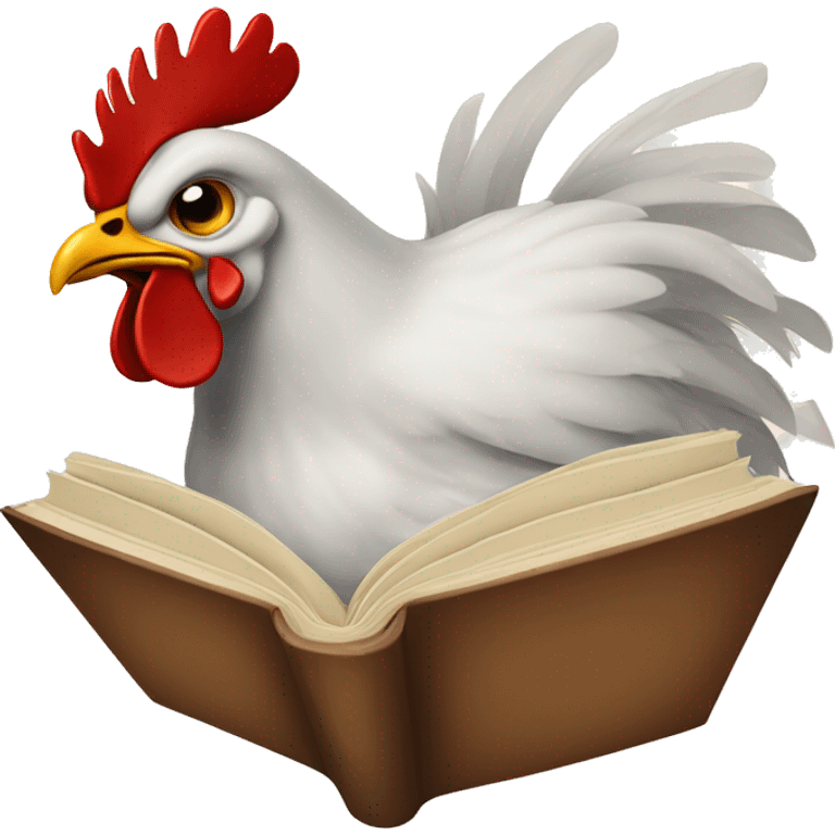 Chicken with book and the text lore emoji