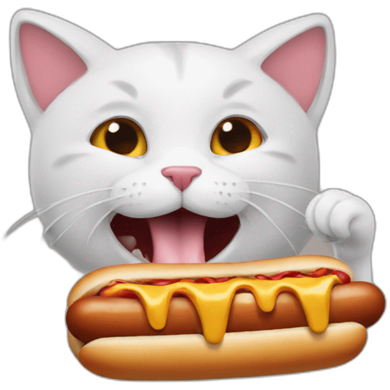 Cat eating hotdog emoji