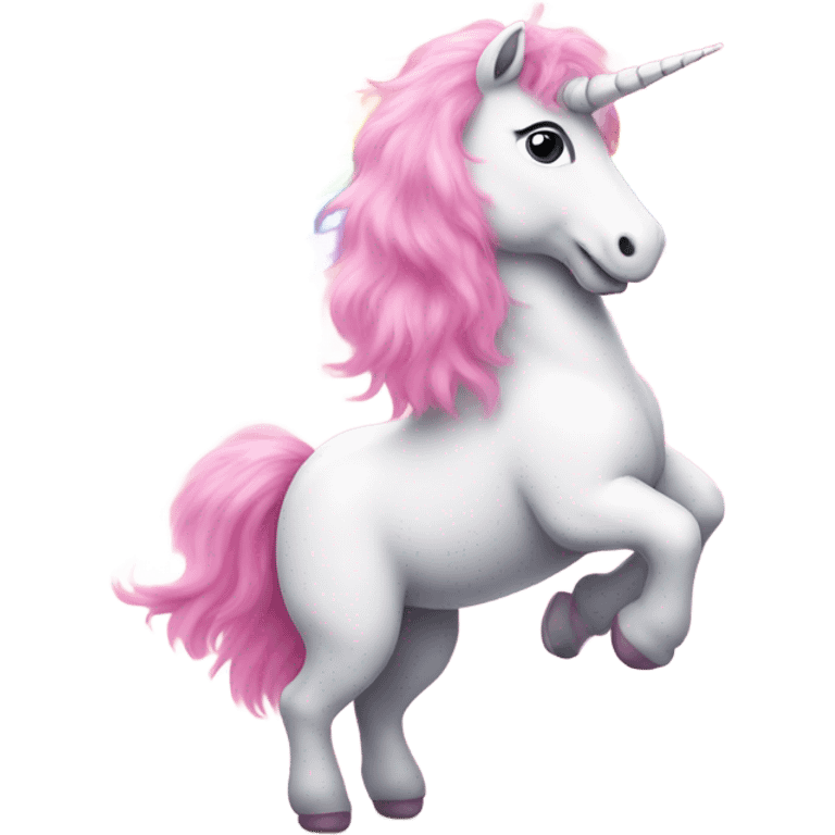 Pink fluffy unicorn dancing on a rainbow  emoji