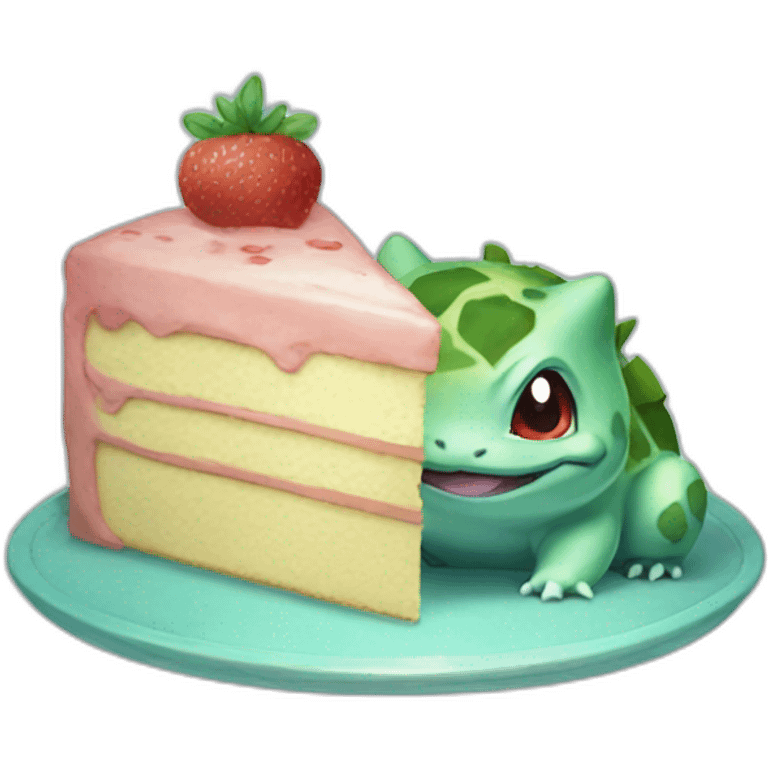 bulbasaur eats a cake emoji