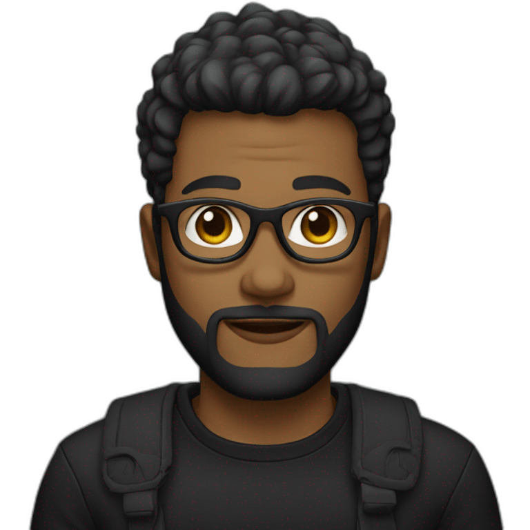 A young man with a blond beard, black glasses and black clothes emoji