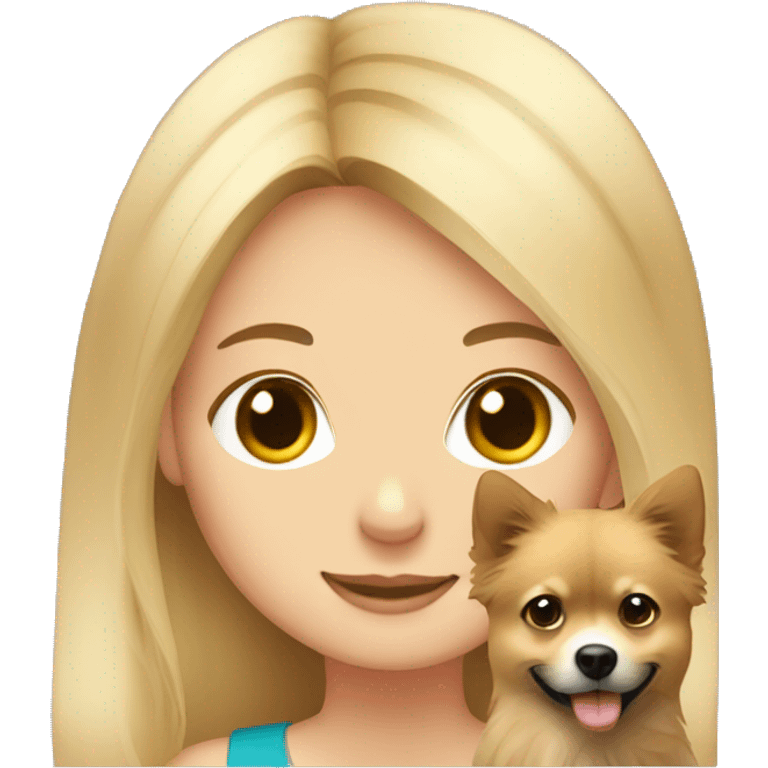 Light-haired girl with Pomeranian  emoji