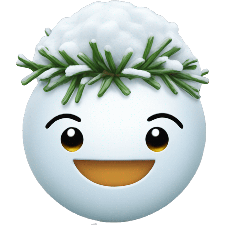 Smile emoji with snowball on head emoji