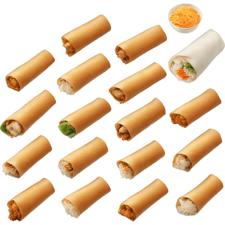 Thai food spring rolls and chicken and rice emoji