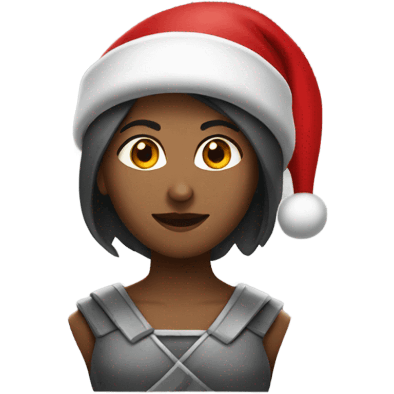 spartan female wearing red santa hat emoji