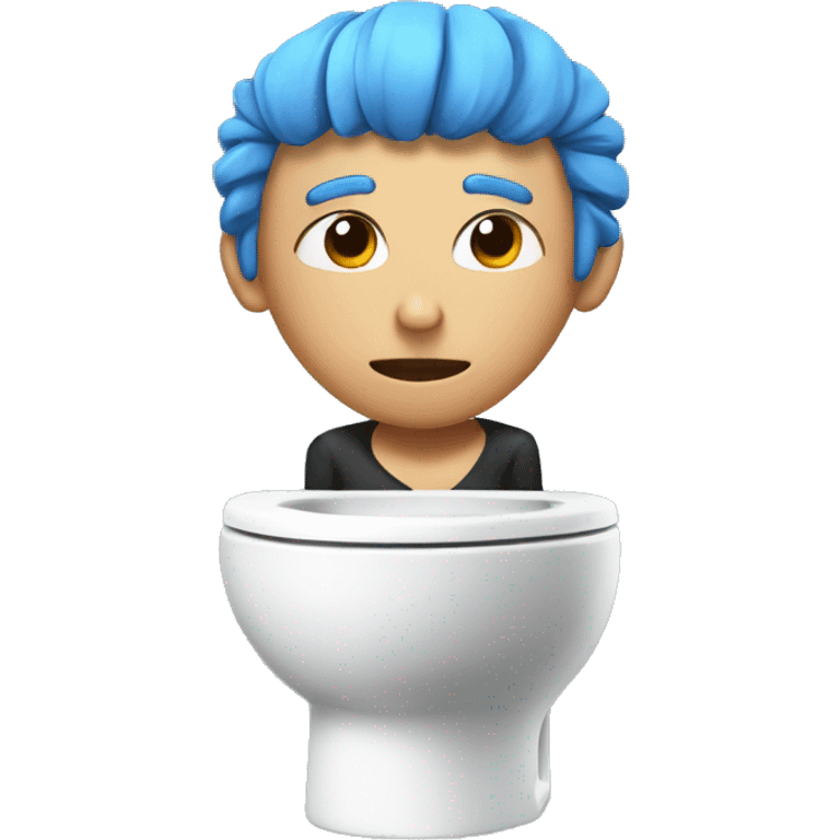 Skibidy toilet with a low taper fade and blue hair like ninja emoji