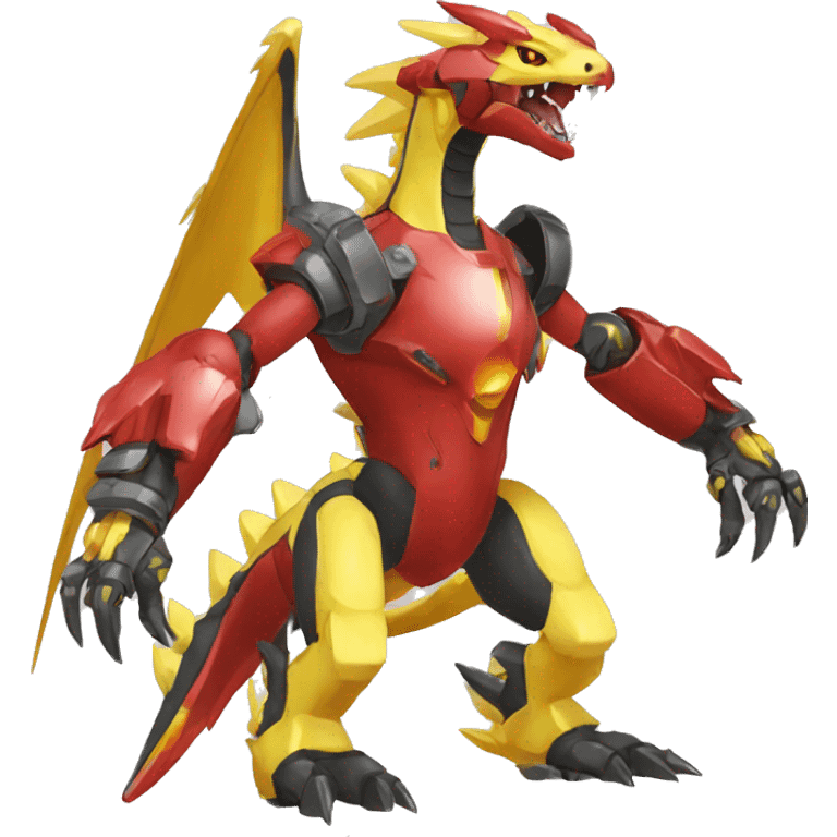  Edgy Red Yellow Shiny Digimon-Fakemon-Reptile-Dragon-Mecha full body emoji