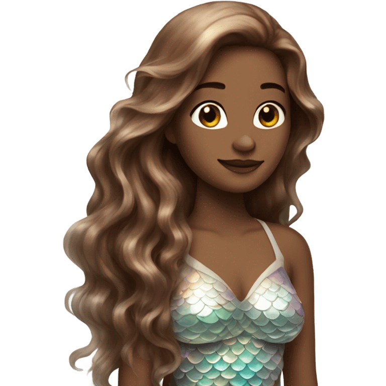 iridescent white mermaid with long brown hair emoji