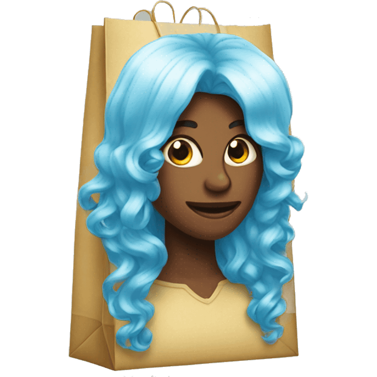 Wig in a gift bag  emoji