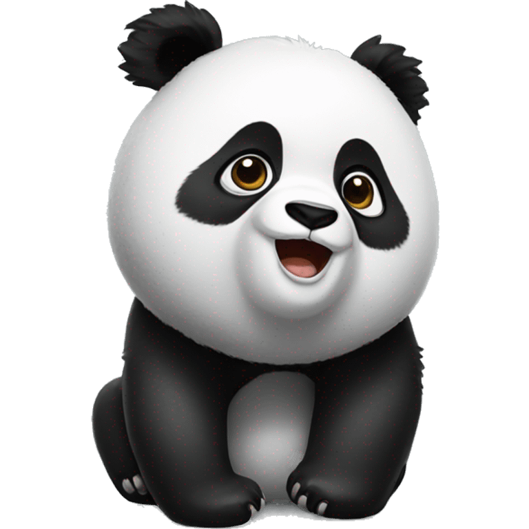 Realistic panda with micro emoji