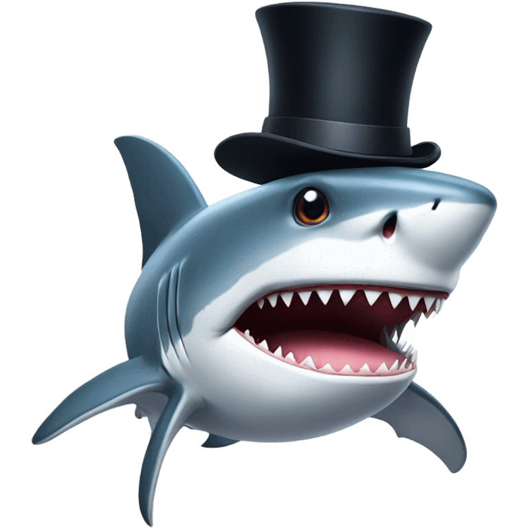 Shark with a top hat emoji