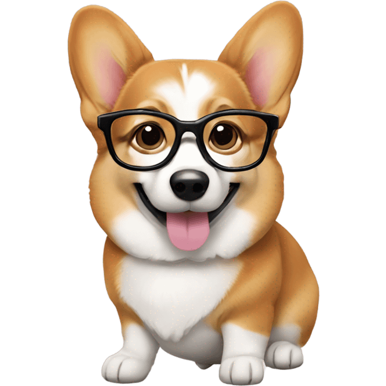 Smart corgi in glasses emoji