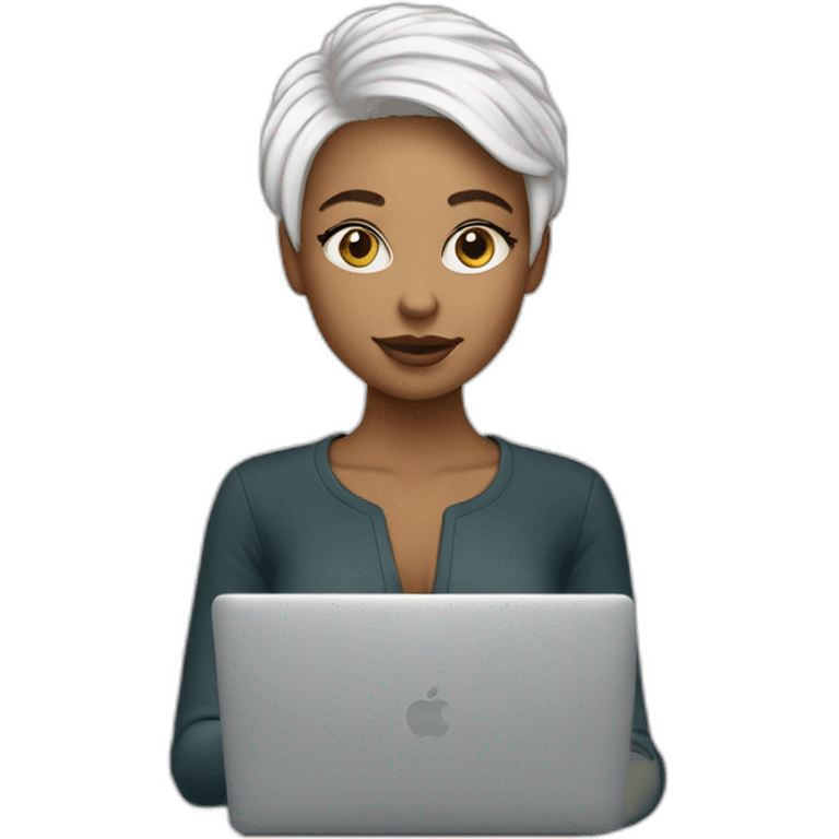 it-girl-white-short-hair-with-macbook emoji