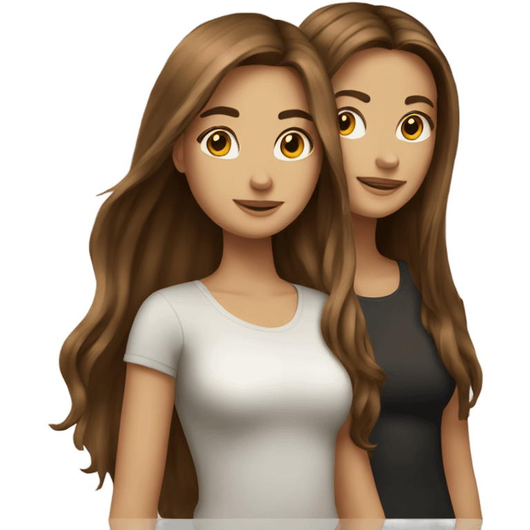 friends with long brown hair both girls  emoji